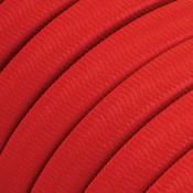 Câble électrique plat - Tissu effet soie - Rouge