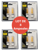 LOT de 8 Ampoules G9 LED en PVC 4 blisters de 2 pièces - 2,5W - 2700K