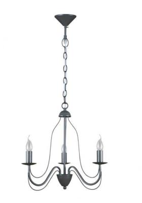 Lustre en métal gris style chandelier avec chaine de suspension