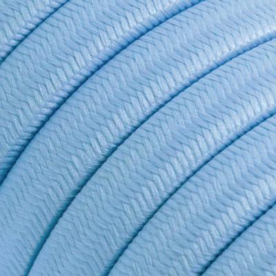 Cable textile électrique plat bleu océan